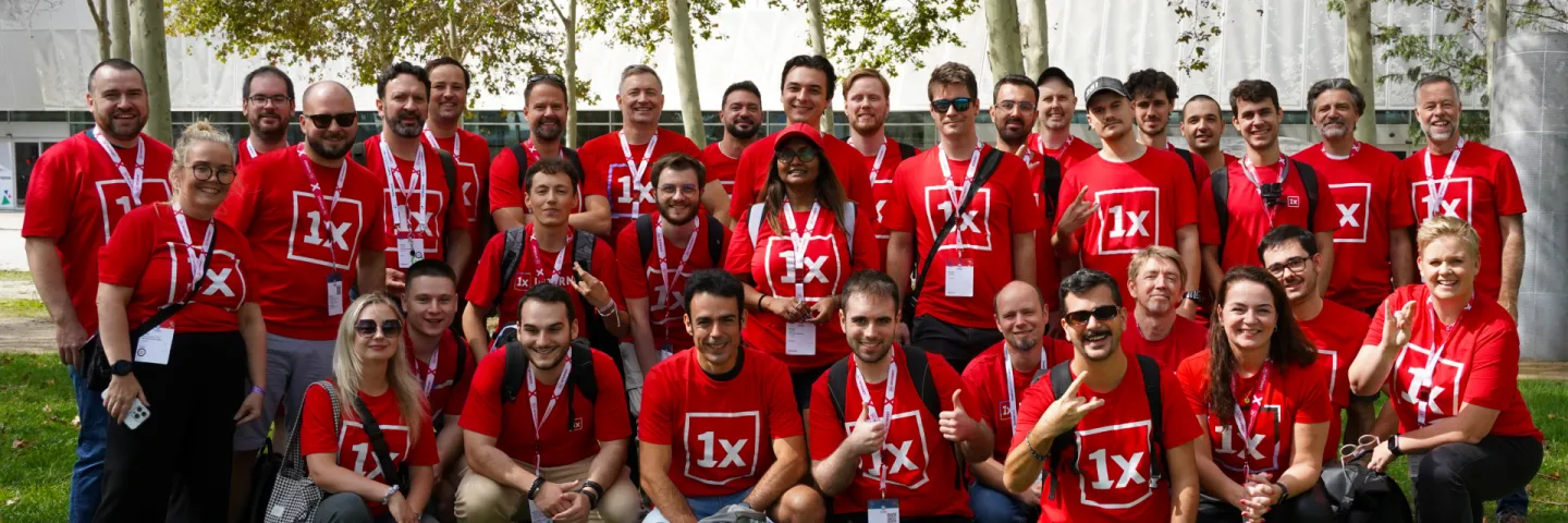 Our team in branded T-shirts outside the CCIB at DrupalCon Barcelona