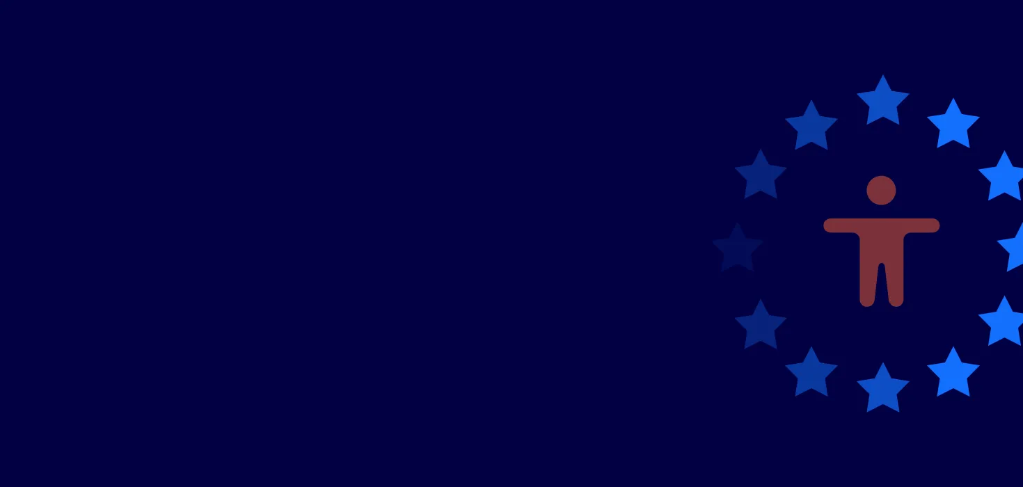 The EU flag with an icon of a person in the middle