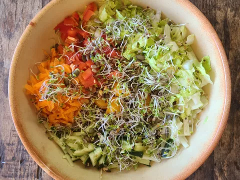 Ein frischer Salat in einer größeren Schale