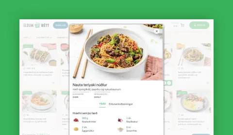Screenshot showing Eldum Rétt meal personalization process