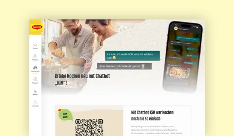 Screenshot showing KiM chatbot functionality on the Maggi.de website
