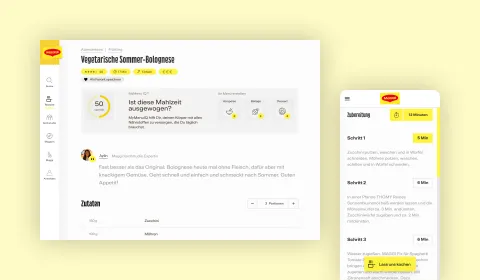 Screenshot showing detailed recipe page on the Maggi.de website
