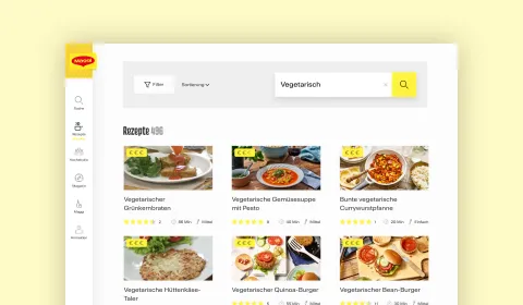 Screenshot showing recipes portal on the Maggi.de website