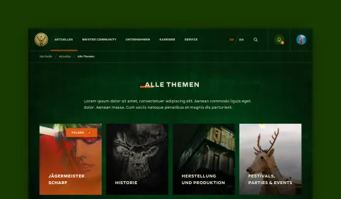 Jägermeister Intranet Themenübersicht
