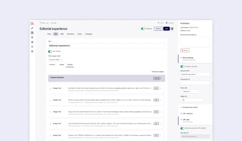 Screenshot of the backend editing display