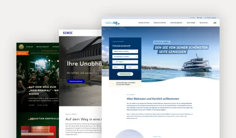 Screenshots von verschiedenen Webseiten