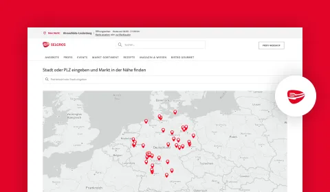 Interaktive Karte auf der Webseite von Selgros DE