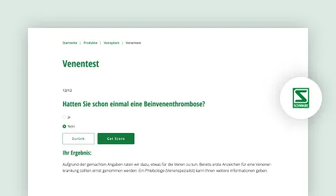Produkttestseite auf der Webseite von Schwabe