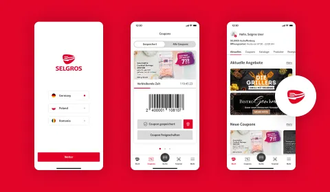 Screenshots aus der Selgros Marketing App
