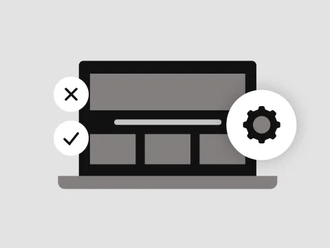 Computer screen with check mark icons