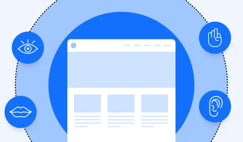 Page mockup and icons showing accessibility barriers