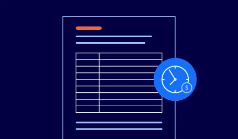Text sheet layout with an icon representing money and time