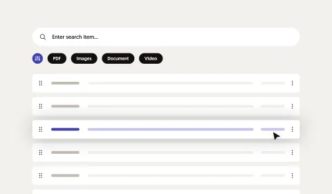 Una barra de búsqueda con previsualización de productos y filtros