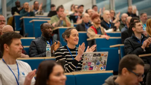 Attendees of DrupalCamp England at the session room